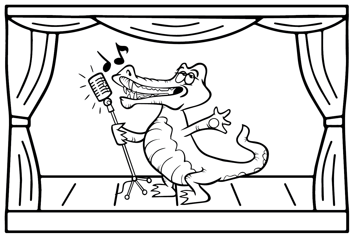 Página para colorir de desenho de crocodilo de Crocodile