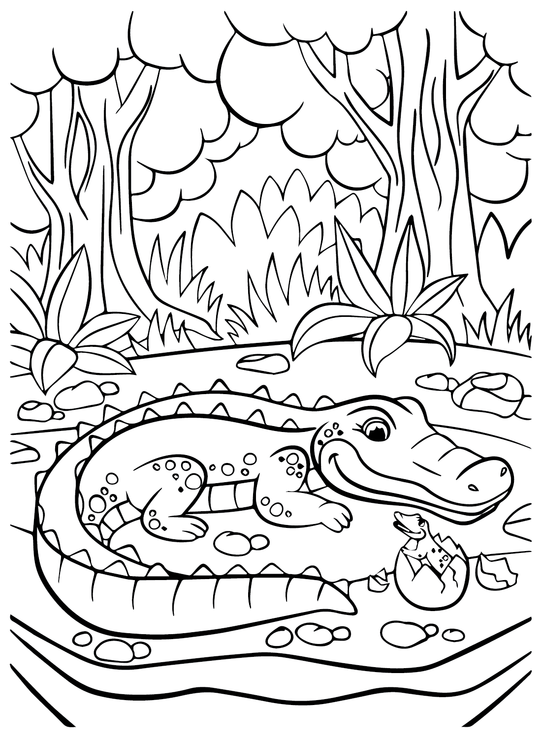 Krokodilafbeeldingen om in te kleuren van Krokodil