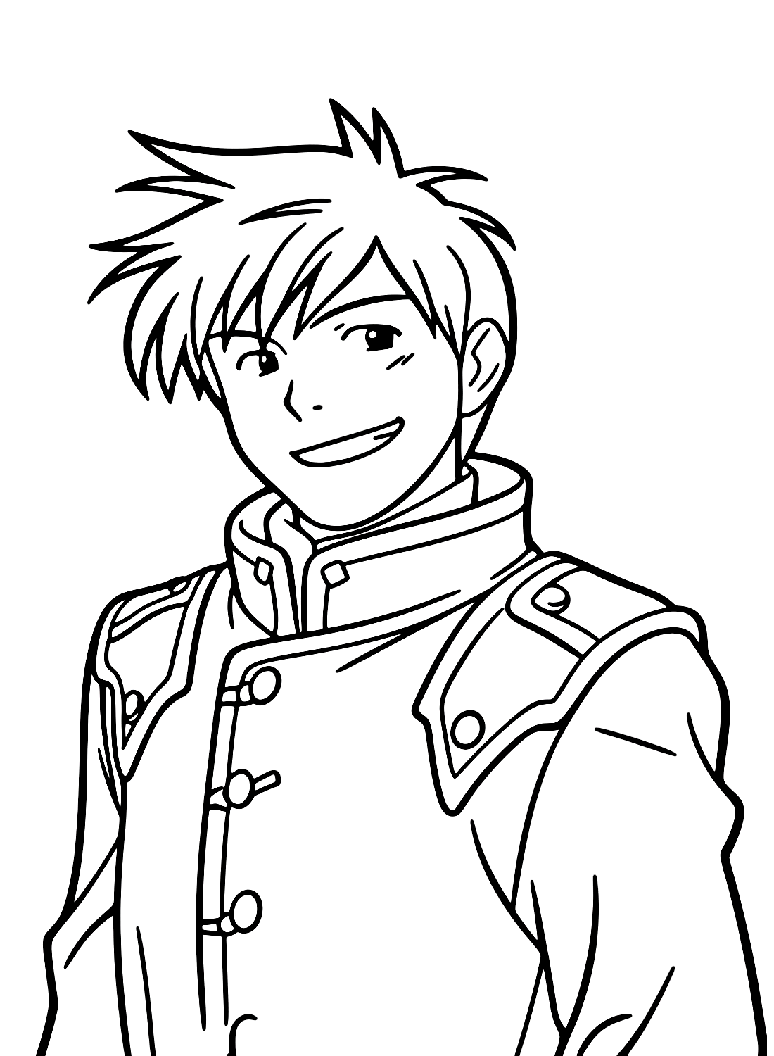 Cute Roy Mustang Coloring Page from Roy Mustang