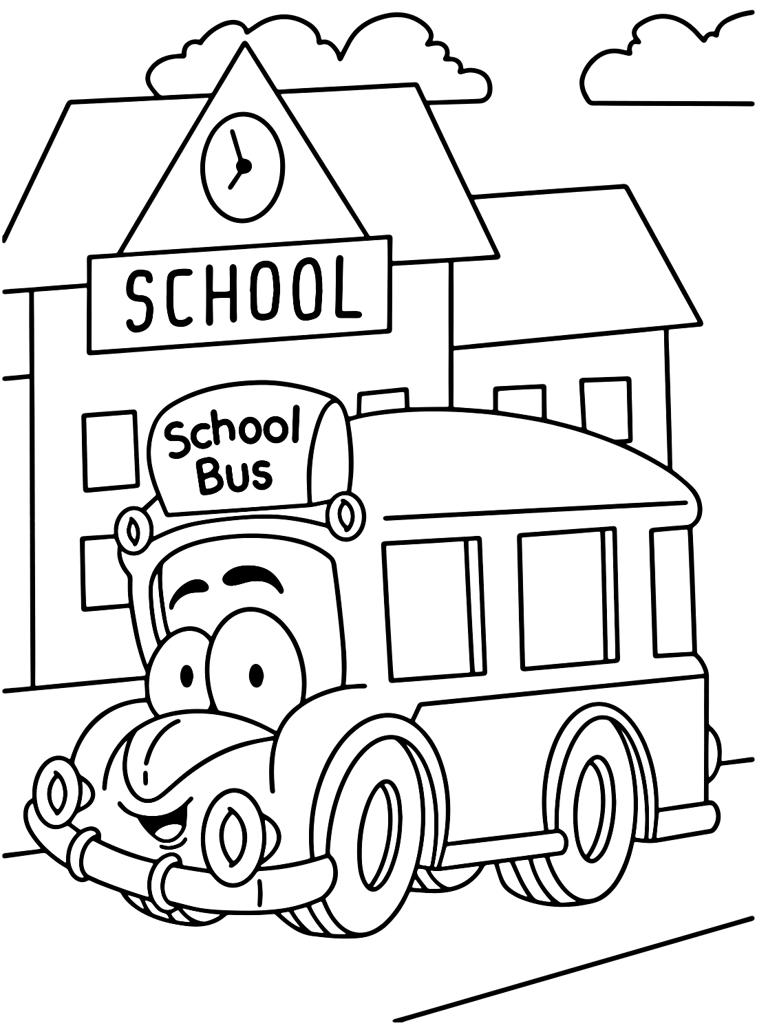 Cute School Bus Coloring Sheet