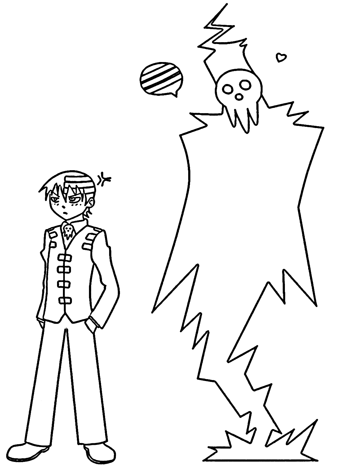 Death the Kid with Lord Death Coloring Page from Death The Kid