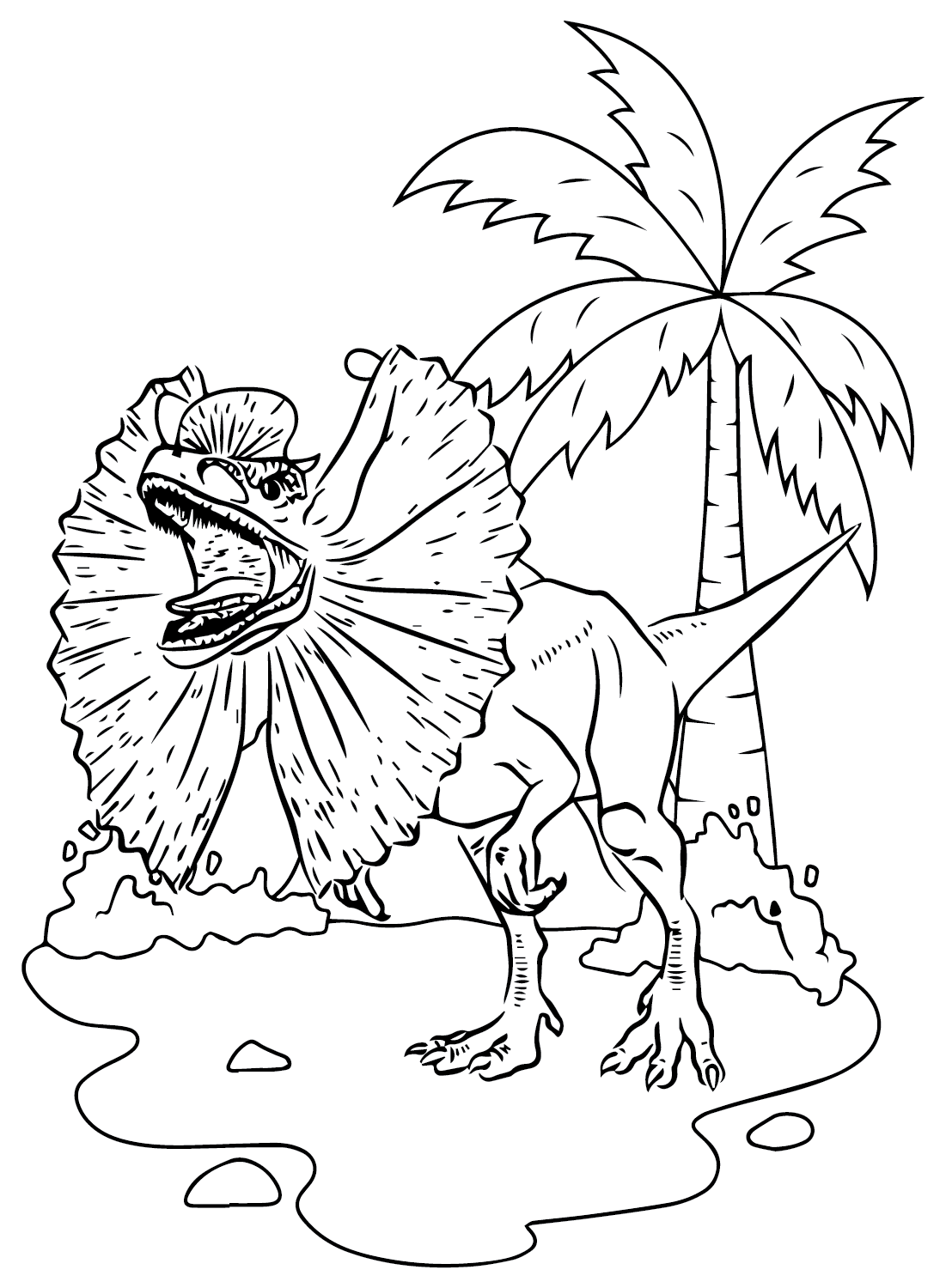 Página para colorear de Dilophosaurus de Dilophosaurus