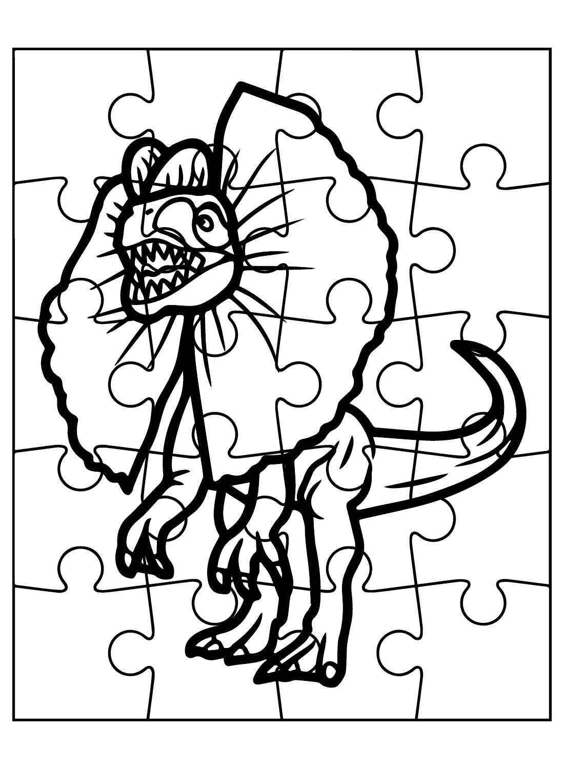Dilophosaurus Jigsaw Puzzles Coloring Page