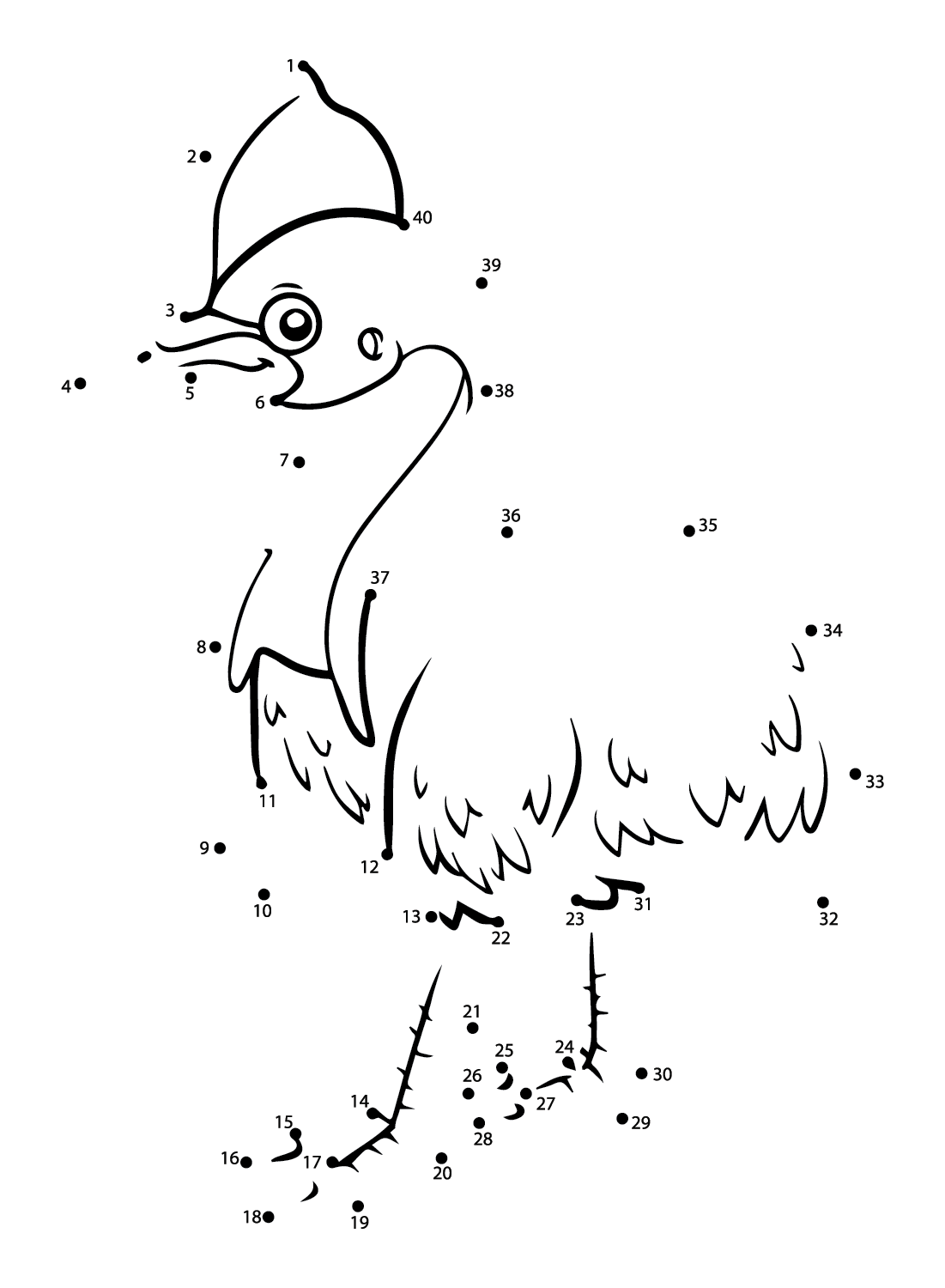 Dot to Dot Cassowary Images to Color from Cassowary