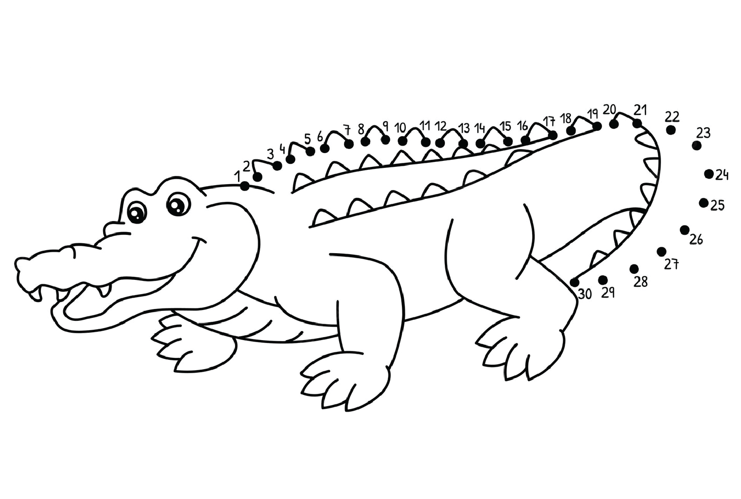 Página para colorir de crocodilo ponto a ponto de Crocodile