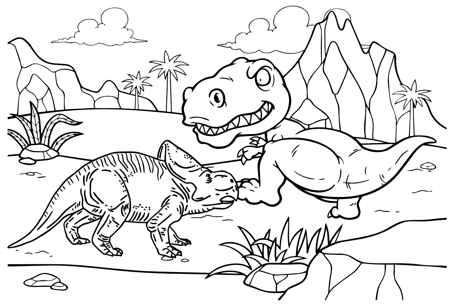 Desenhando página para colorir de Protoceratops de Protoceratops