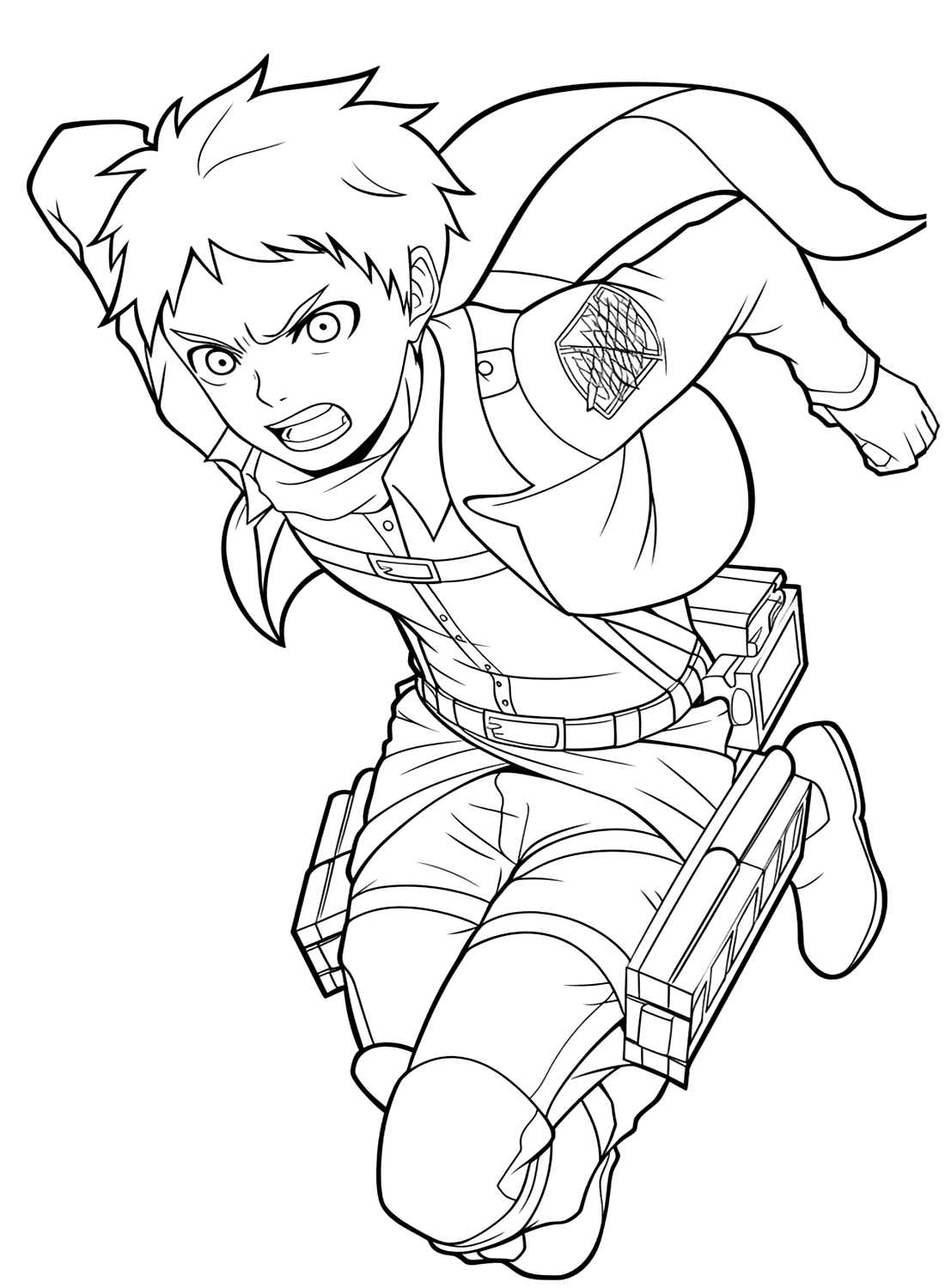 Eren Yeager in Battle Coloring Page from Eren Yeager