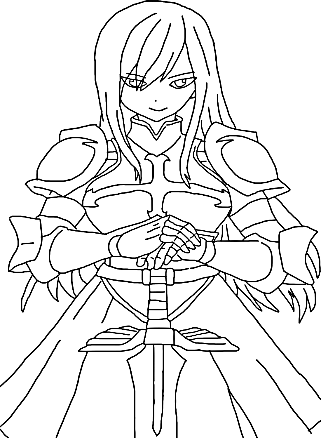 Erza Scarlet Fairy Tail Coloring Page from Erza Scarlet