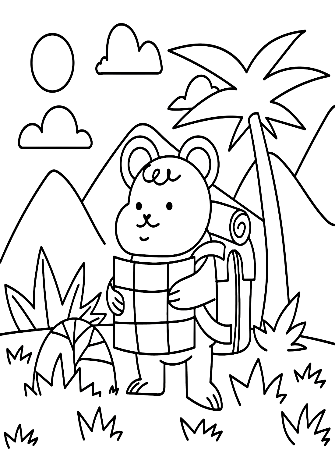 Explore the World with Bear Coloring Pages