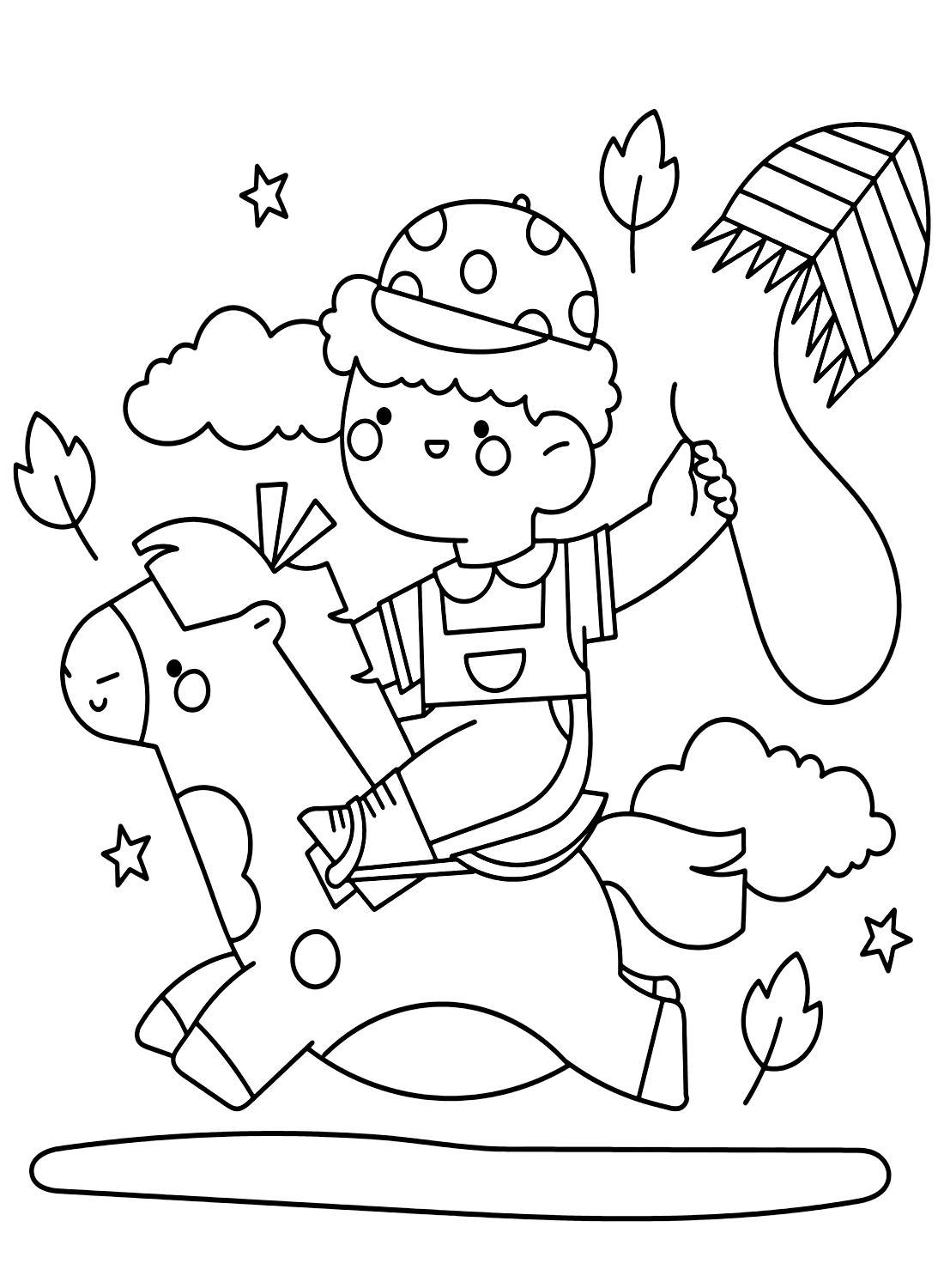 Fly a Kite on Vacation Coloring Pages