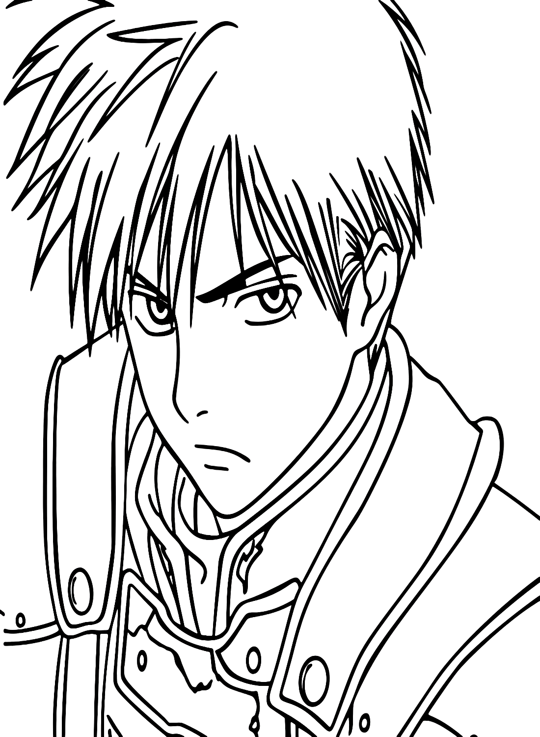 Free Printable Roy Mustang Coloring Page from Roy Mustang