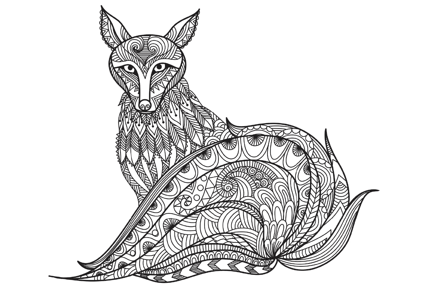 Hand Drawn Zentangle Fox from Zentangle Animal