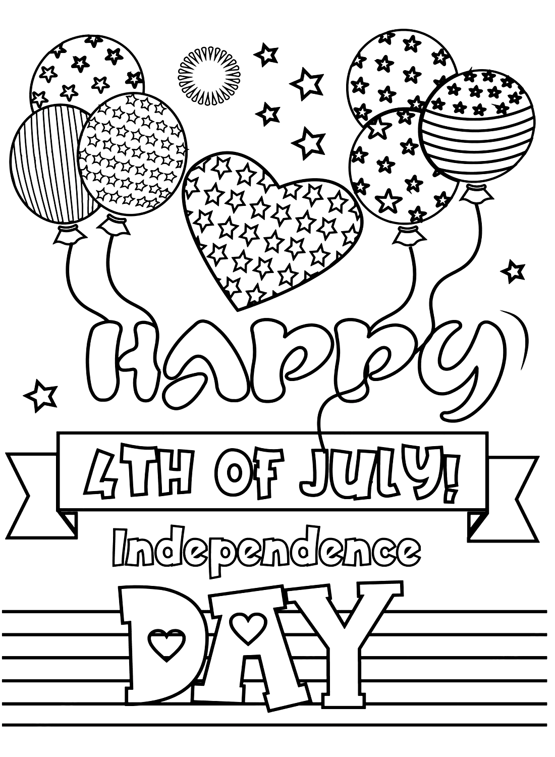Happy 4th of July Independence Day Coloring Pages - Free Printable Coloring Pages