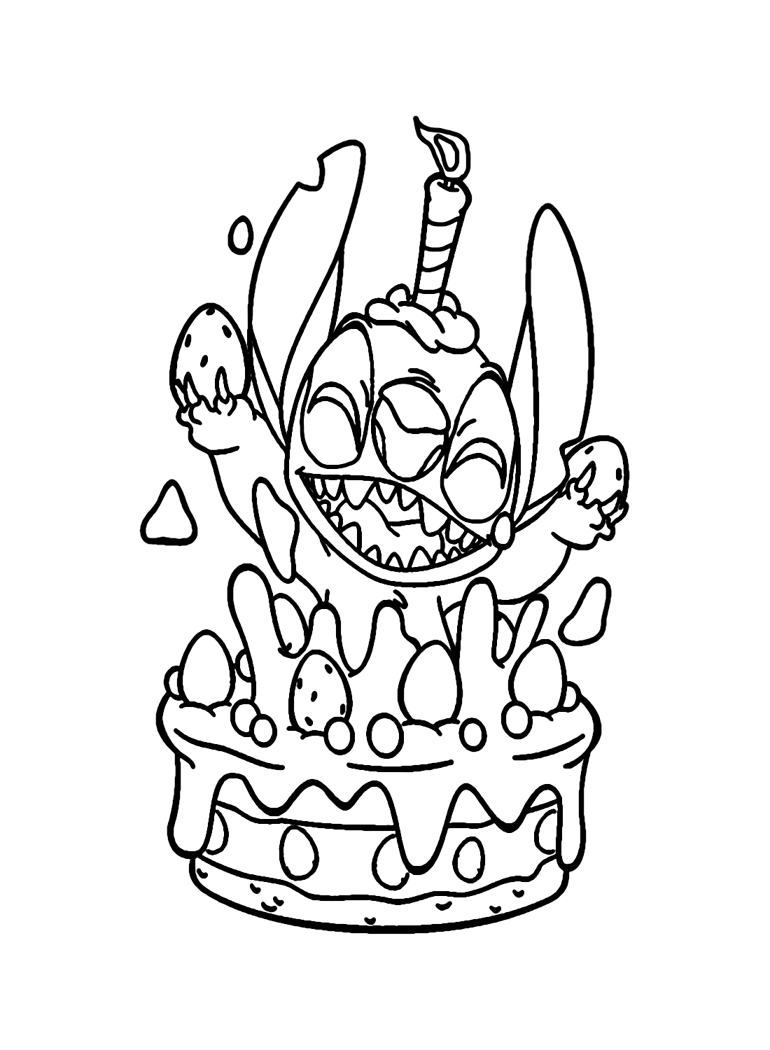 Happy Birthday Stitch Coloring Page Coloring Page