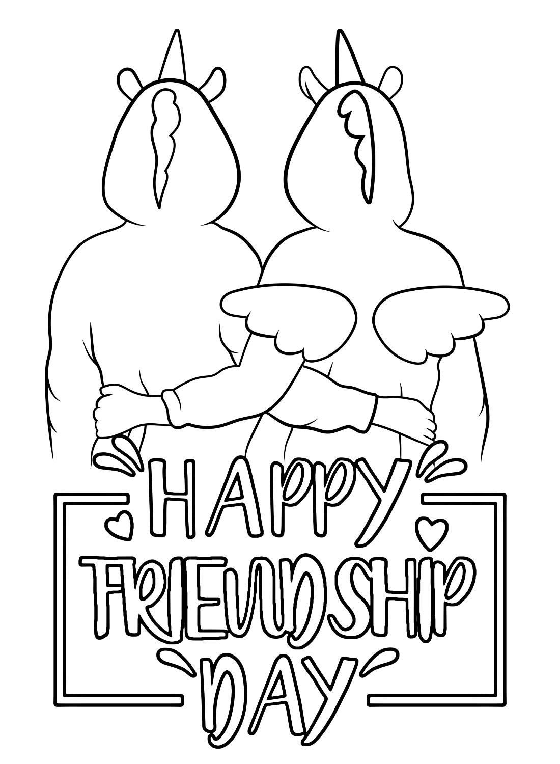 Hoja para colorear feliz día de la amistad de Amistad