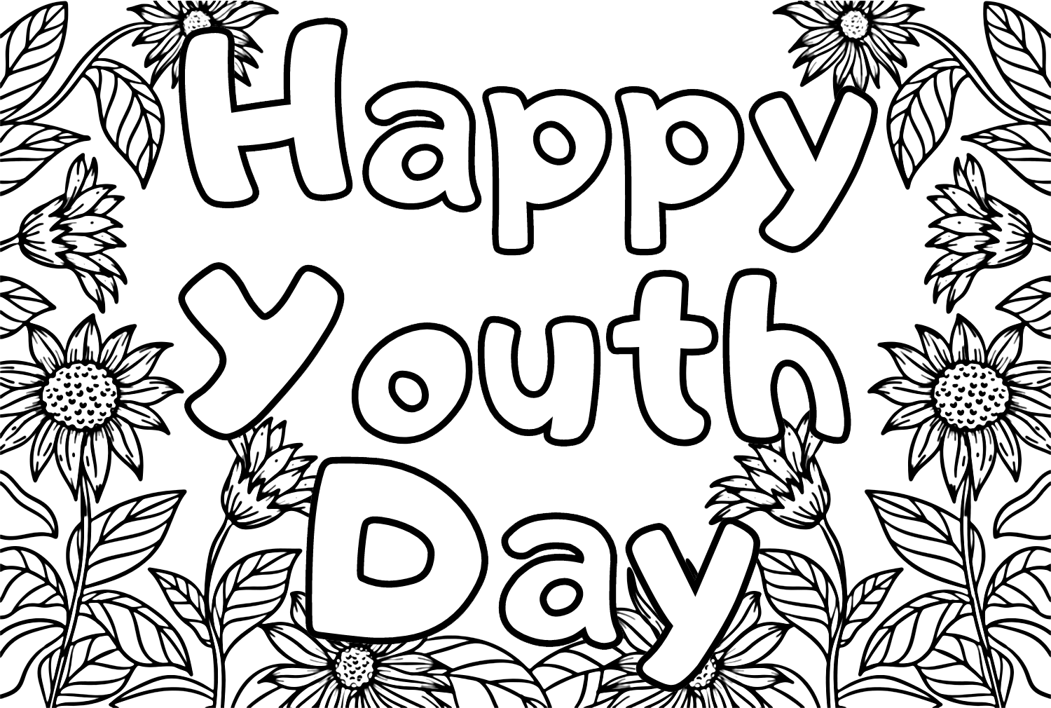 Happy Youth Day Coloring Page from International Youth Day