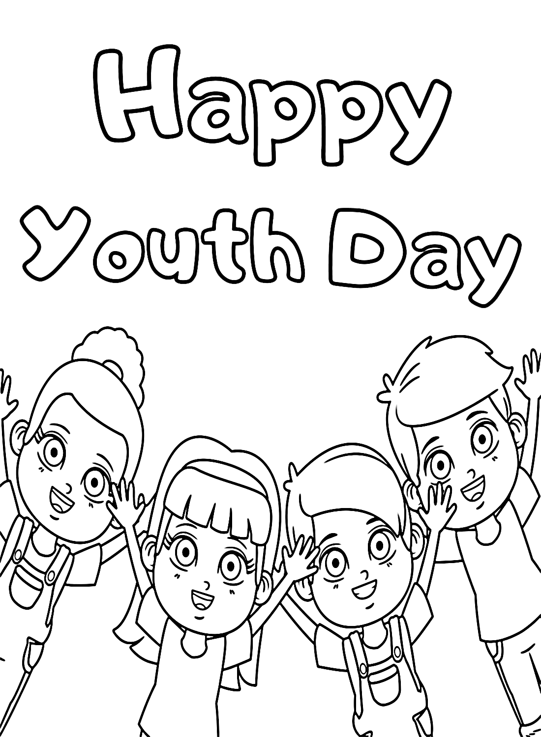 Happy Youth Day Printable Coloring Pages from International Youth Day