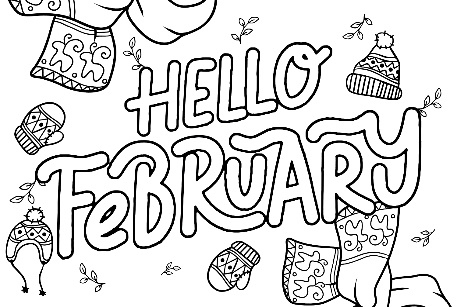 Hello February Coloring Page - Free Printable Coloring Pages