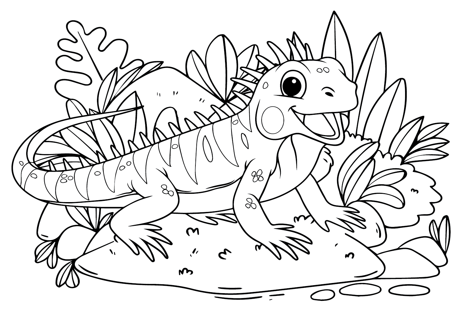cute iguana coloring pages