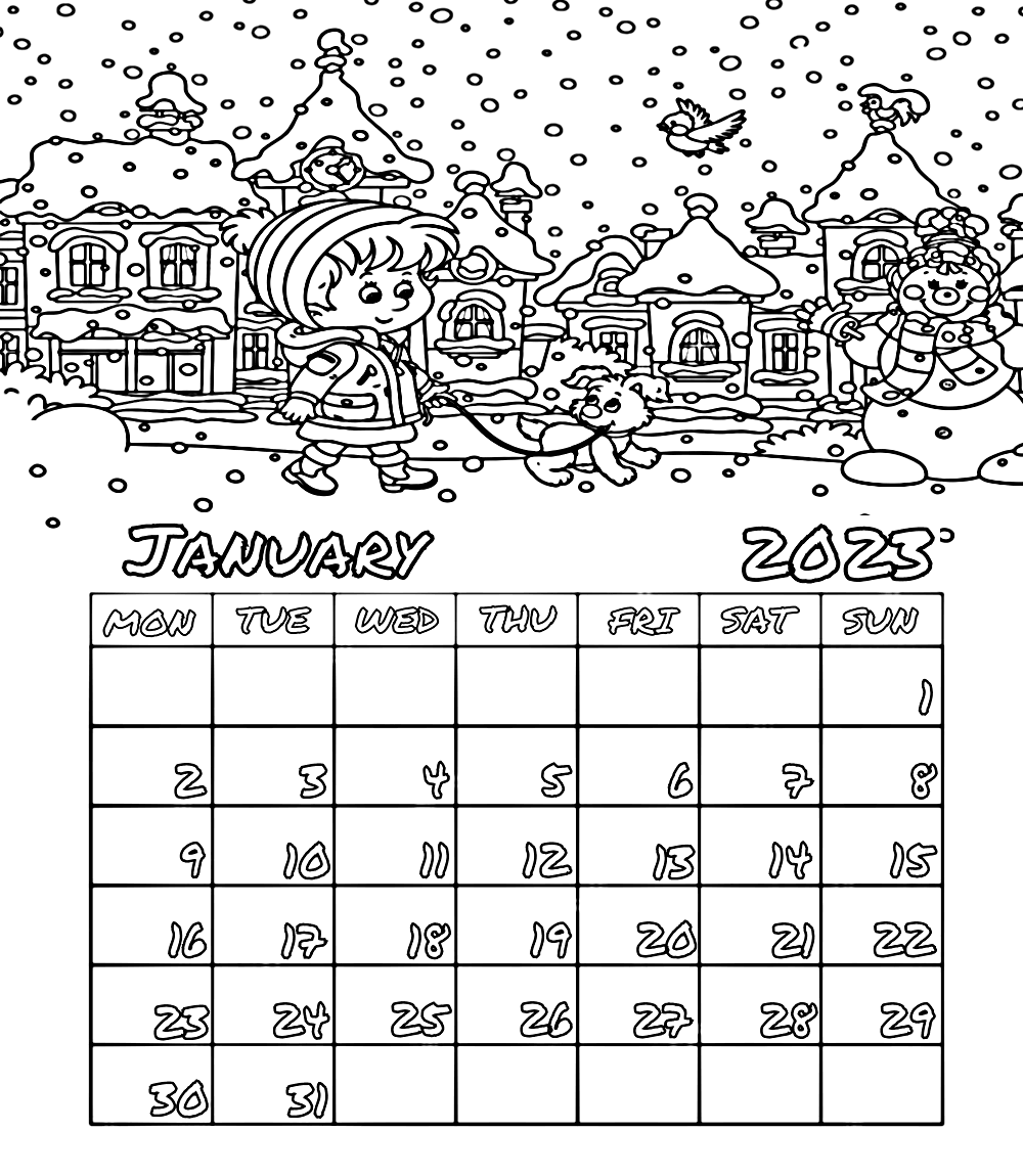 Kalender Januar 2023 ab Januar 2024