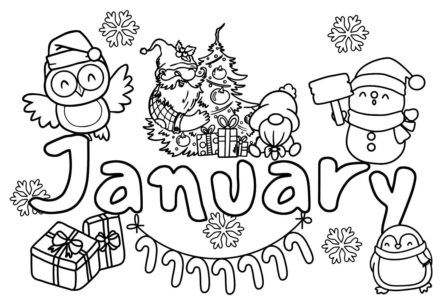 January Winter Coloring Page - Free Printable Coloring Pages