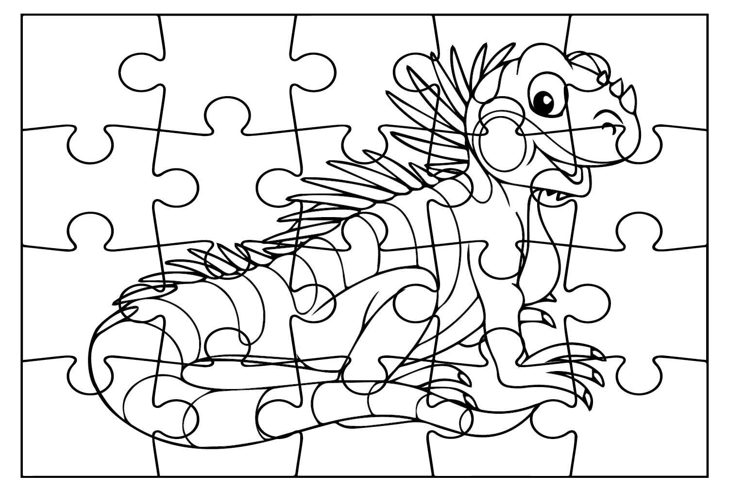 Puzzles Leguan zum Ausmalen von Iguana