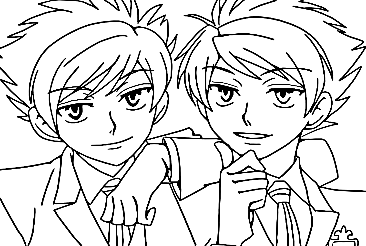 Kaoru and Hikaru Coloring Page from Hikaru Hitachiin