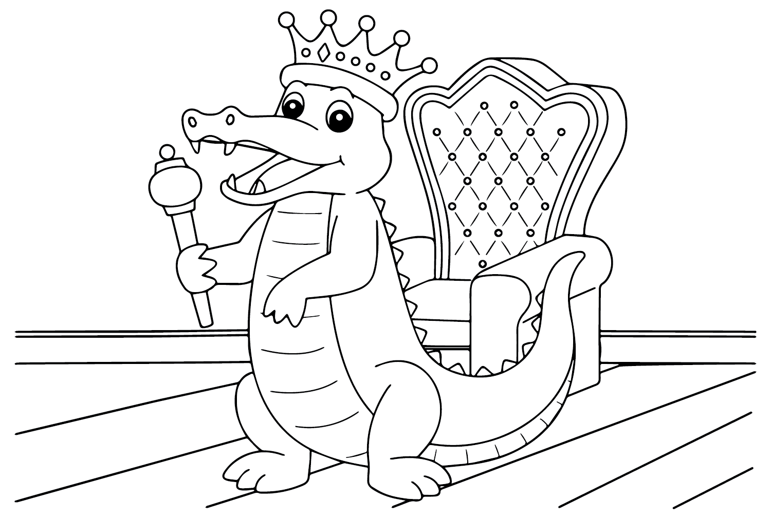 Página para colorir Rei Crocodilo de Crocodile