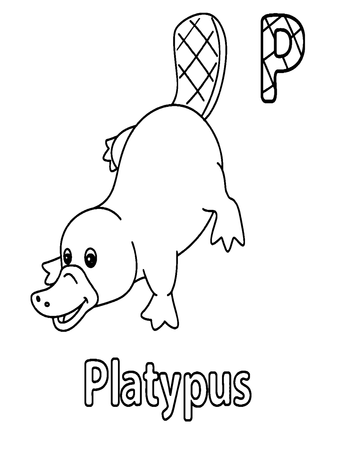 Letra P para ornitorrinco de Platypus