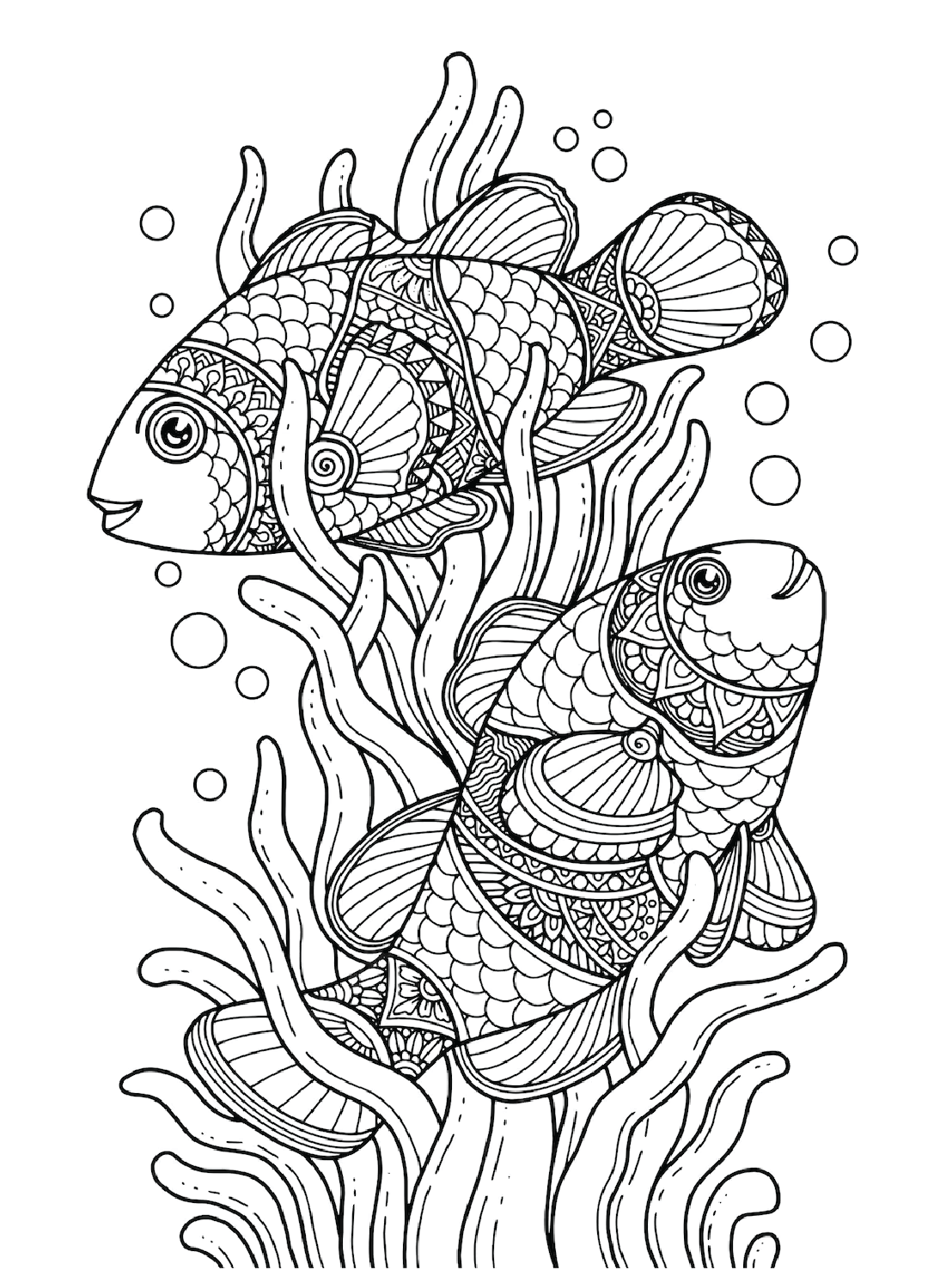 Mandala Clownfish Coloring Page
