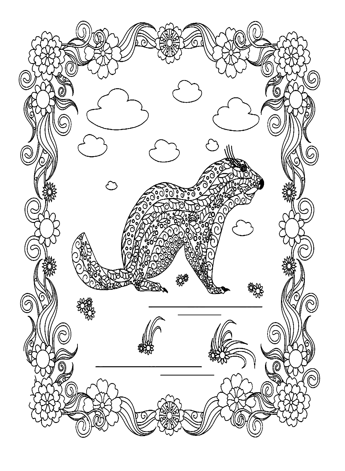 土拨鼠 (Marmot) 的 Zentangle 风格