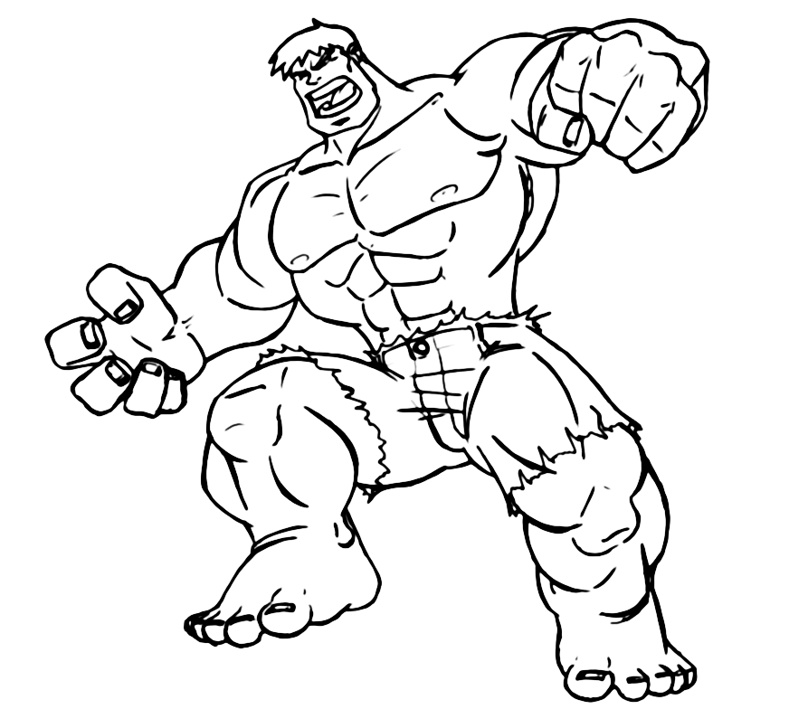 Página para colorir Marvel Hulk dos Vingadores