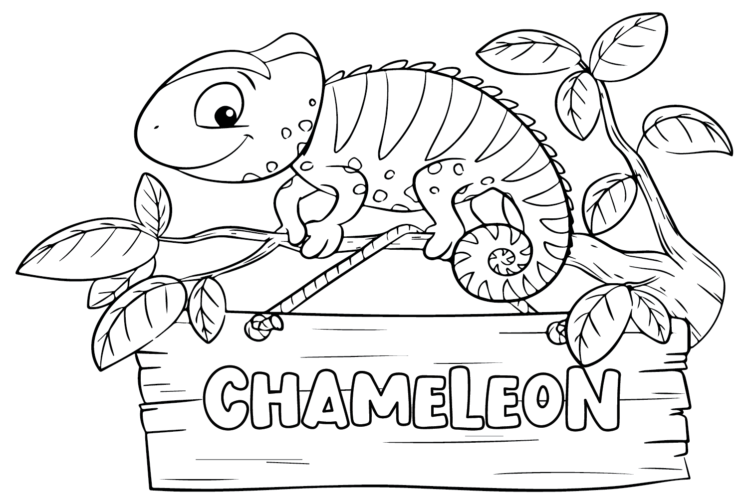 Mellers Chameleon kleurplaat van Chameleon