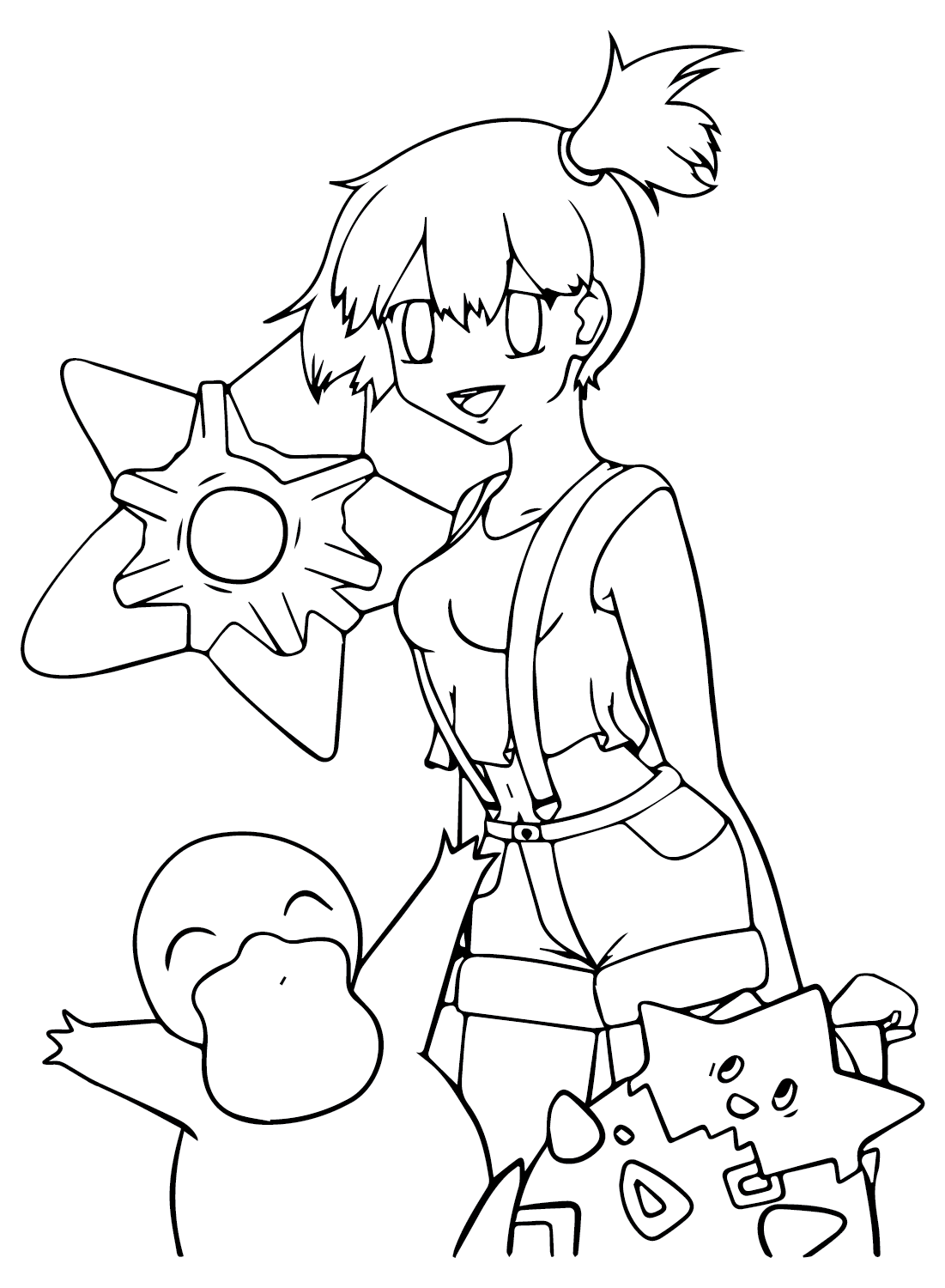 Misty and Pokemon Coloring Page from Misty