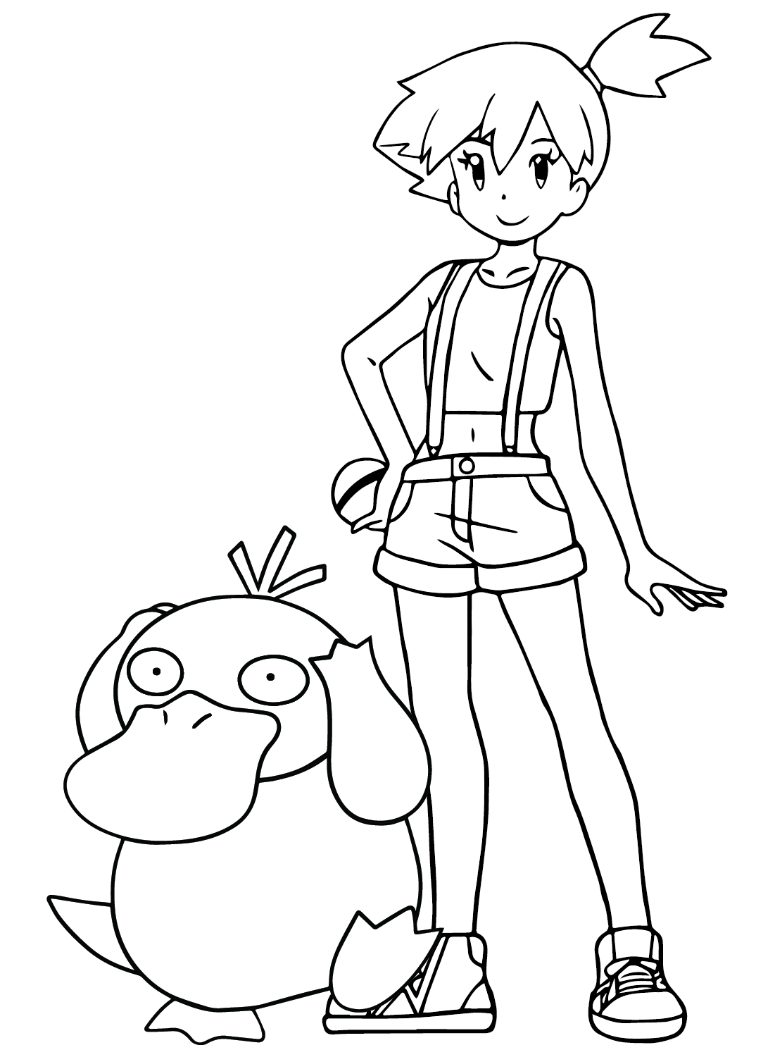Misty and Psyduck Coloring Page from Misty