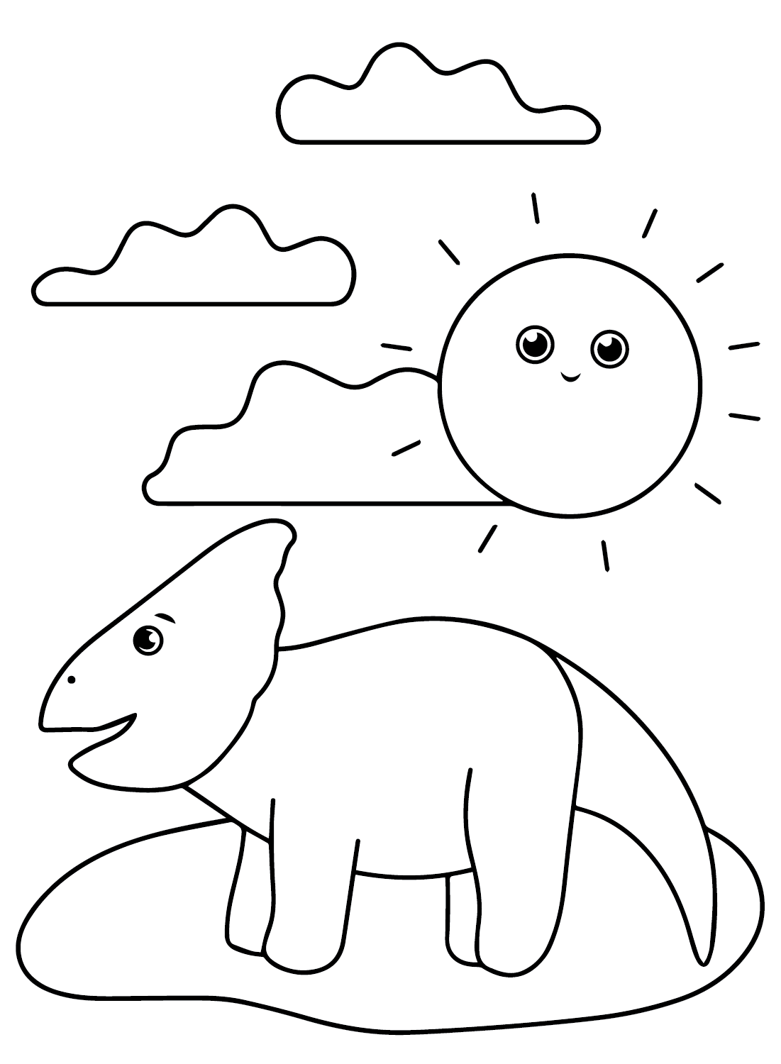 Desenho de ilustração de esboço da página para colorir de Protoceratops de Protoceratops