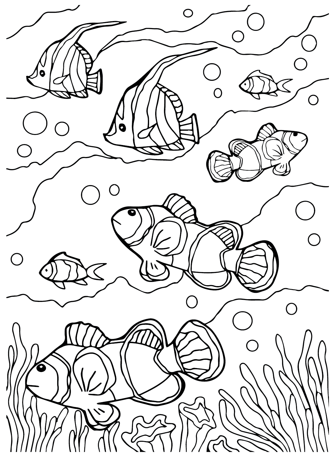 Pennant Coralfish and Clownfish Coloring Page