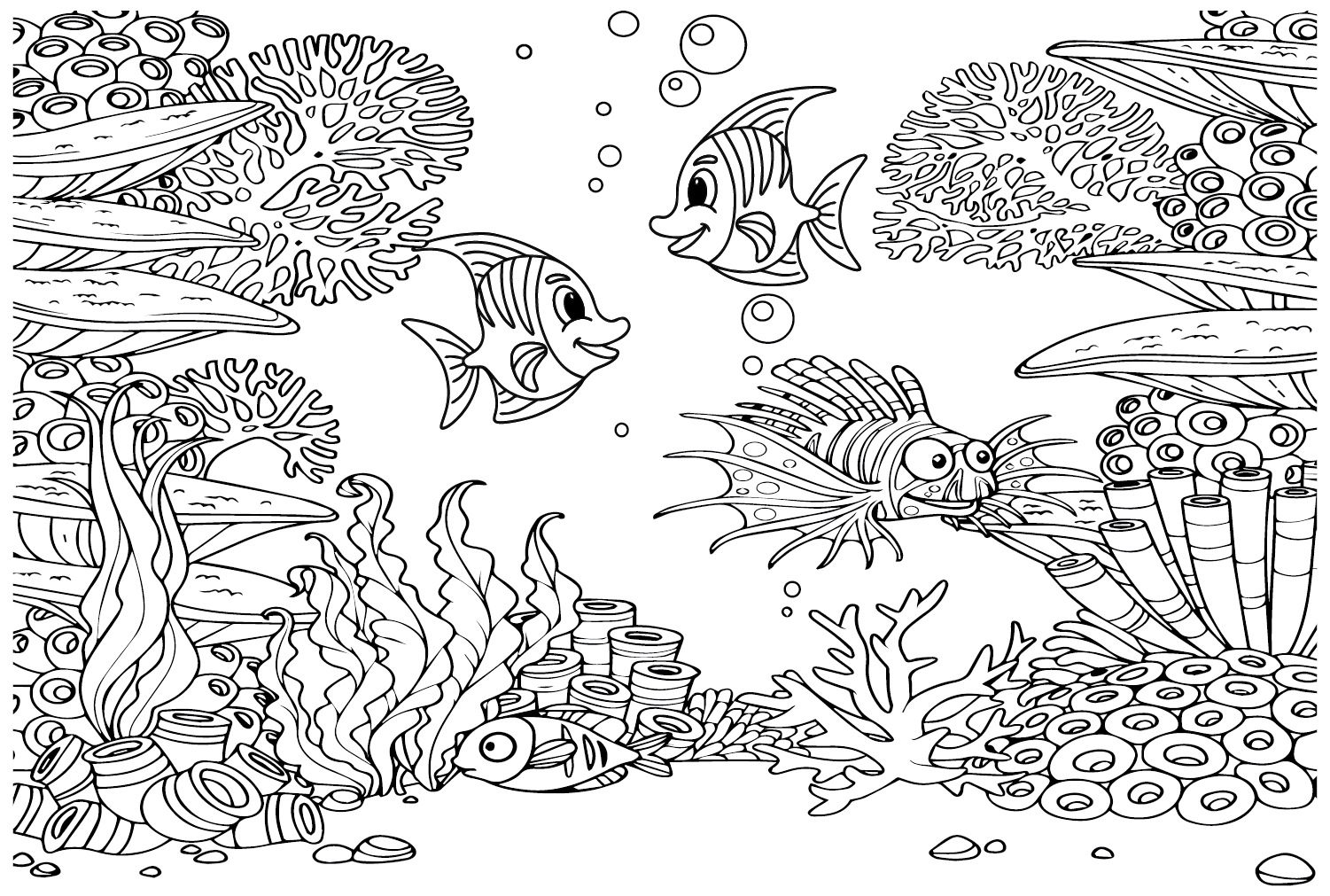 Pennant Coralfish in Water Coloring Page - Free Printable Coloring Pages