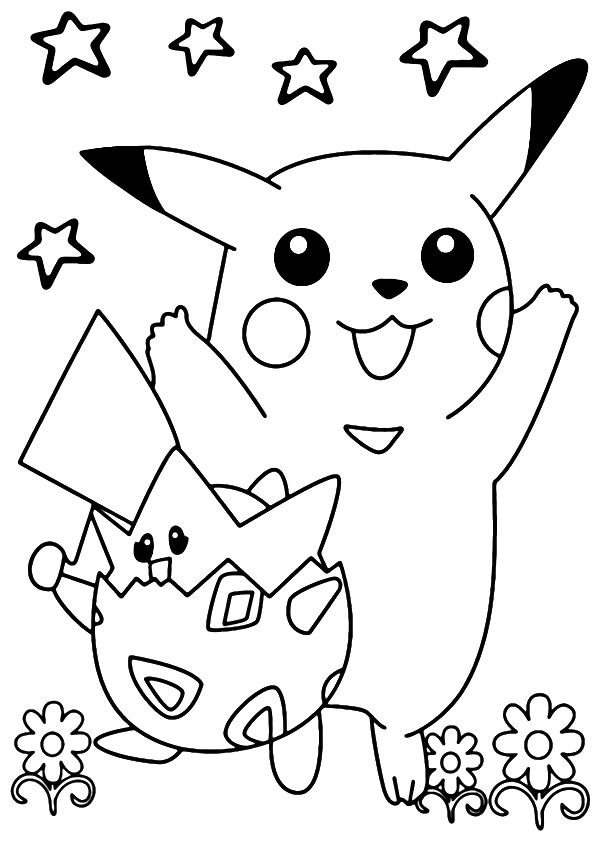 Pikachu And Togepi Coloring Page