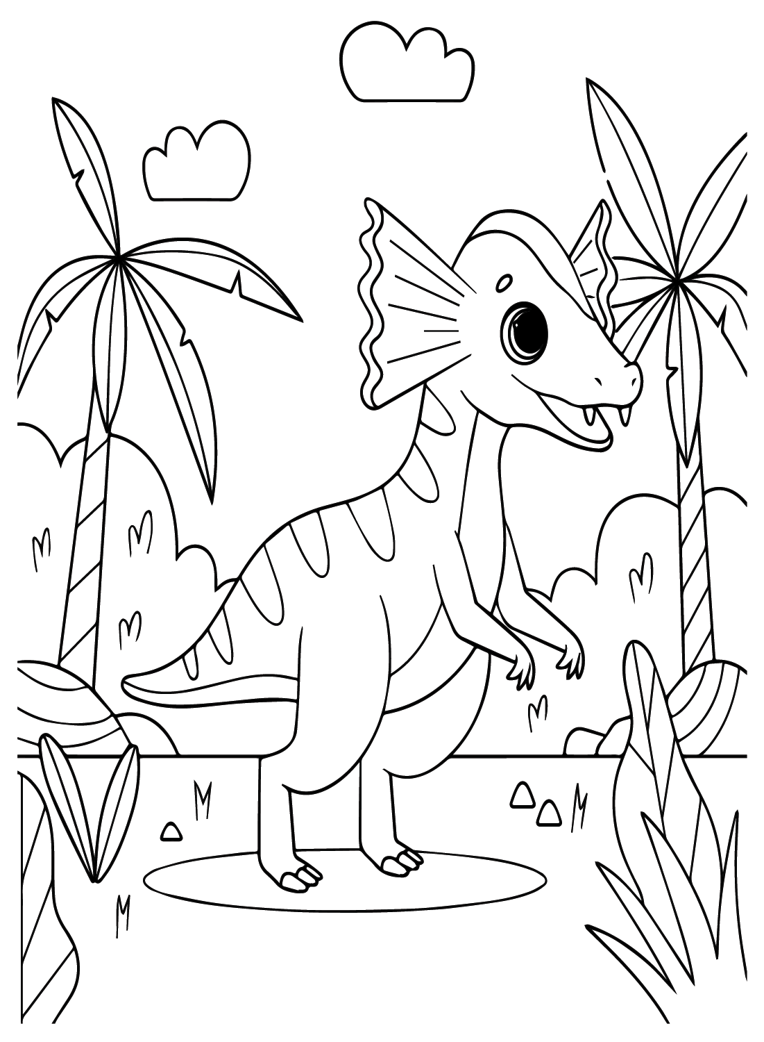 Imprimir página para colorir de Dilophosaurus de Dilophosaurus
