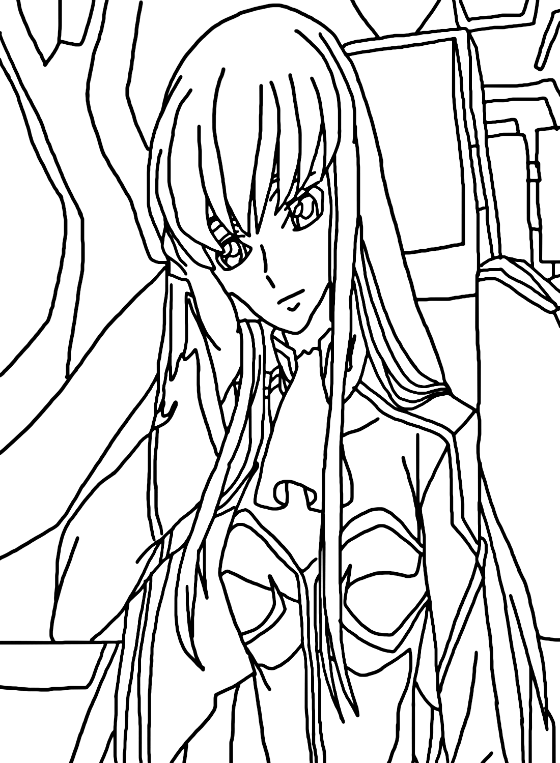 Printable C.C. Code Geass Coloring Page from C.C. Code Geass