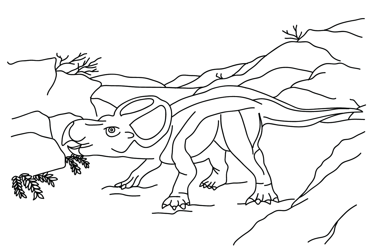 Página para colorir de imagem vetorial de Protoceratops de Protoceratops