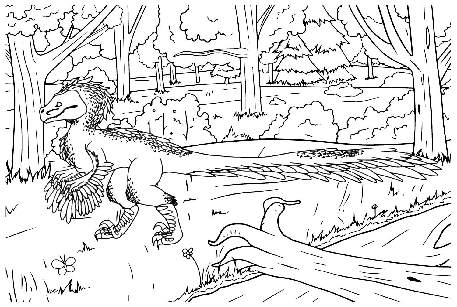 Realistic Utahraptor coloring page from Dinosaurs
