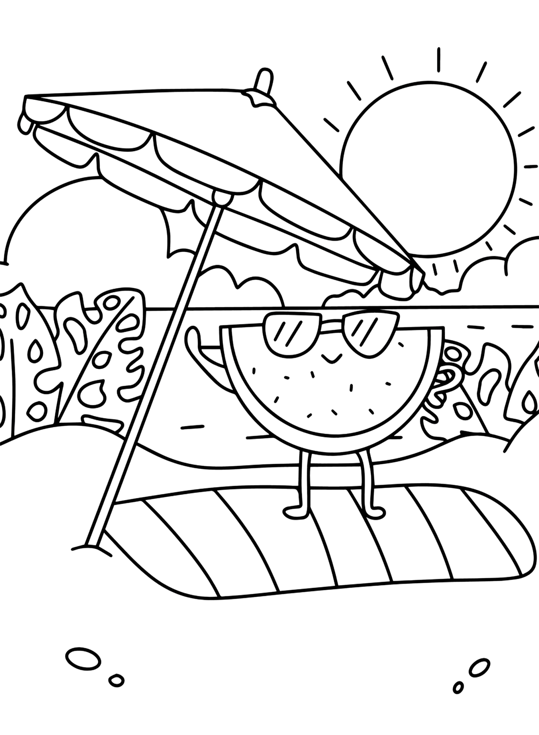 Relax with Watermelon Coloring Pages