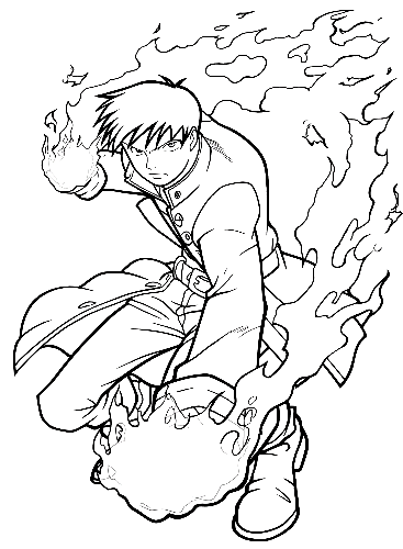Roy Mustang Action Coloring Page PDF