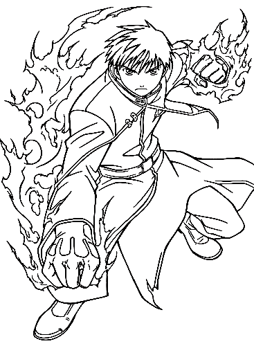 Roy Mustang in Action To Color