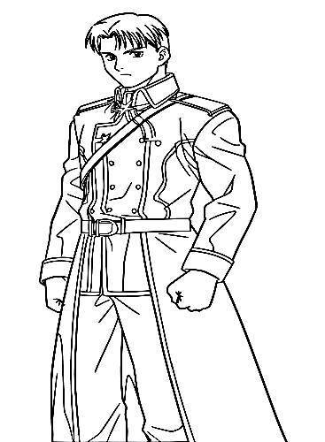 Раскраска Рой Мустанг в военной форме