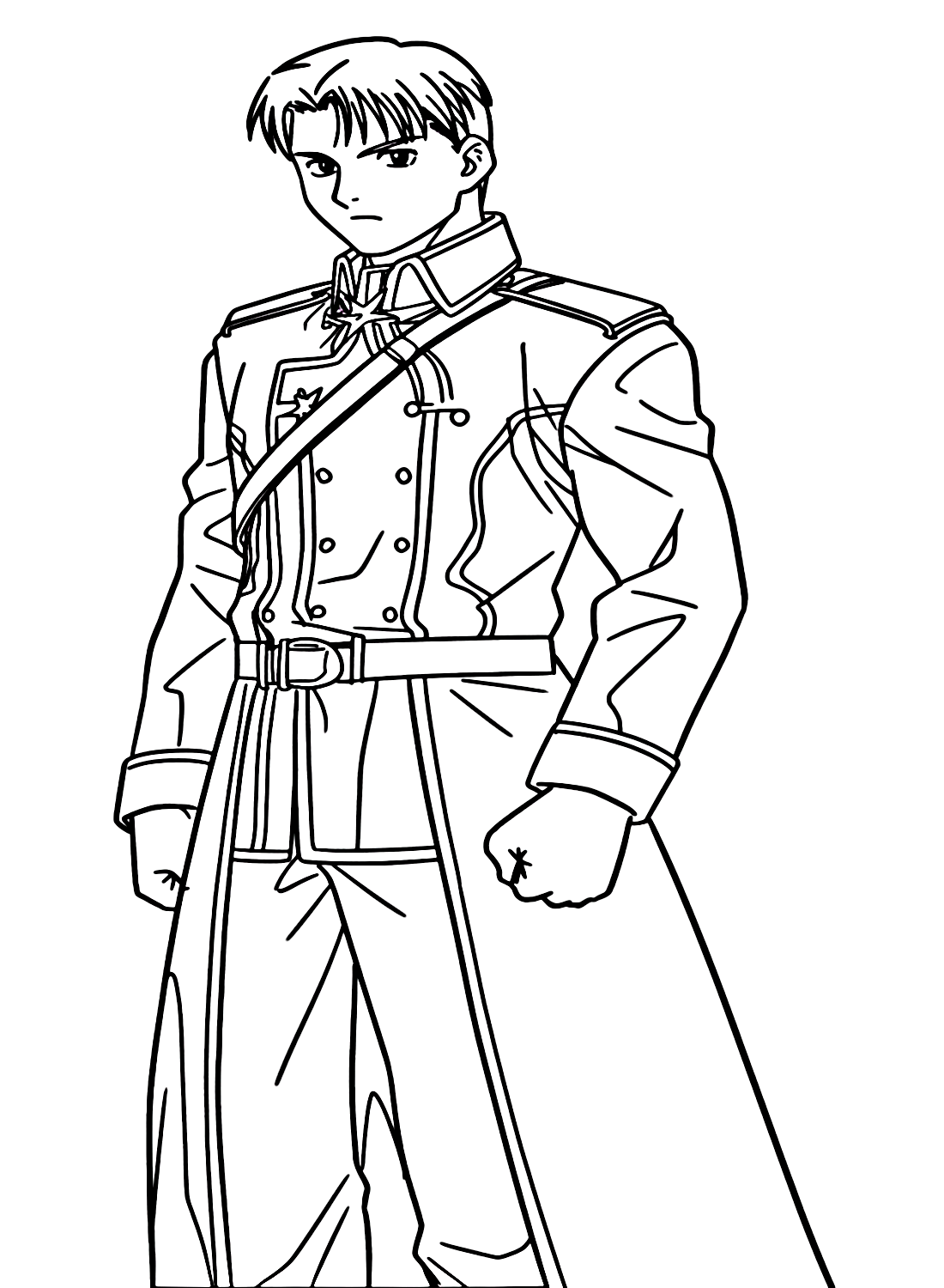 Roy Mustang in Military Uniform Coloring Page from Roy Mustang
