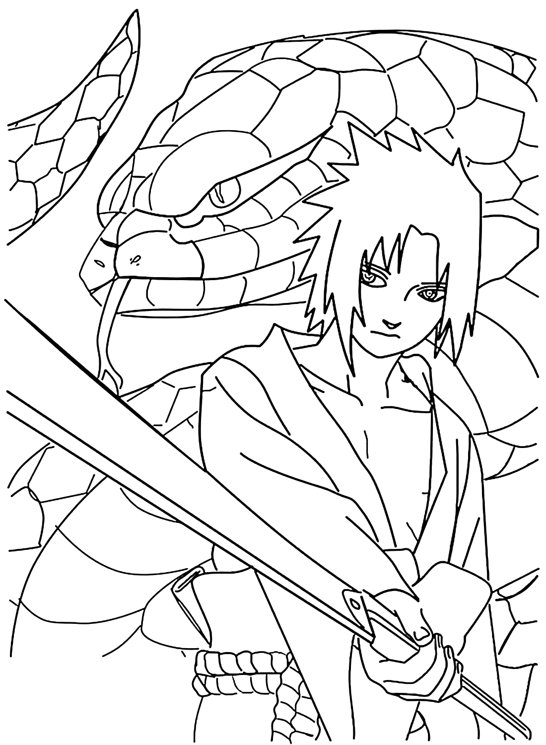 Sasuke and Snake Coloring Pictures from Sasuke