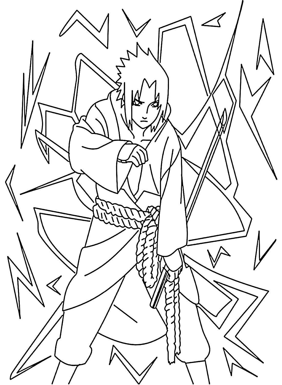 Sasuke in Battle Coloring Pages from Sasuke